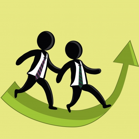 two businessmen working as a team to get profitのイラスト素材