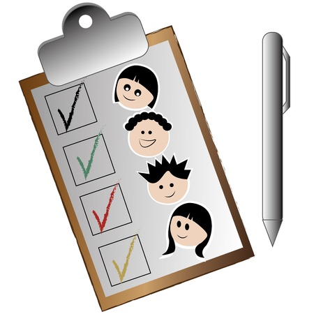 a checklist of the kids in the garden in a white backgroundのイラスト素材