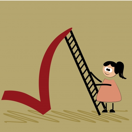 a human female with stairs going to a success check red symbolのイラスト素材