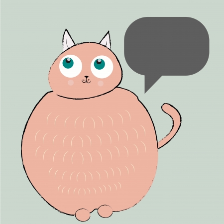 a fat pink cat thinking and wondering in a blue backgroundのイラスト素材