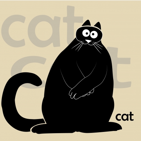 a black fat cat wondering in a brown backgroundのイラスト素材