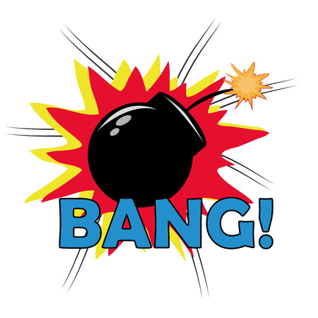 a bomb exploding with some text in a white backgroundのイラスト素材