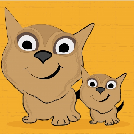two beautiful dogs in a yellow backgroundのイラスト素材
