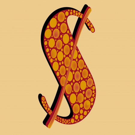 a red symbol of money with yellow circles in a yellow backgroundのイラスト素材