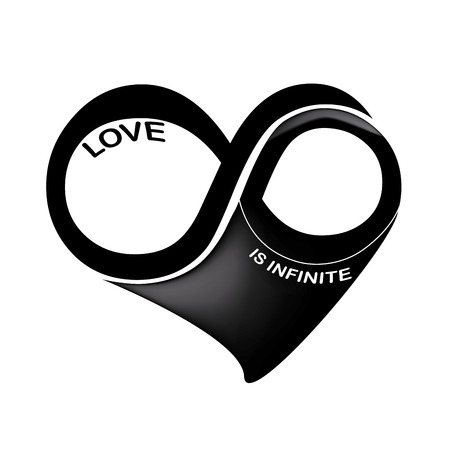 a black and white infinity symbol in a heart shape in a white backgroundのイラスト素材