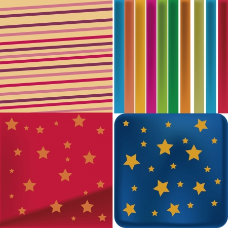 four different textures with stripes and stars for present boxesのイラスト素材