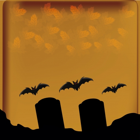 three black bats and two tombs in a texture backgroundのイラスト素材