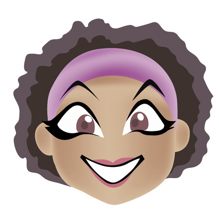a happy woman with brown hair in a white backgroundのイラスト素材