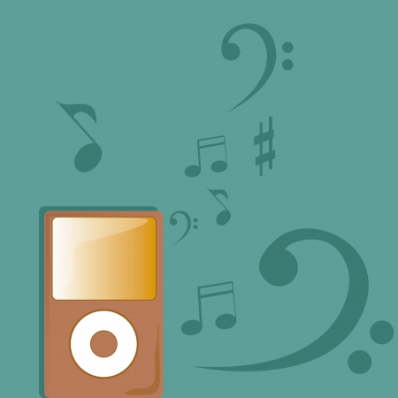 a pink music player in a blue textured backgroundのイラスト素材