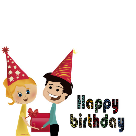 a couple celebrating a happy birthday with styleのイラスト素材