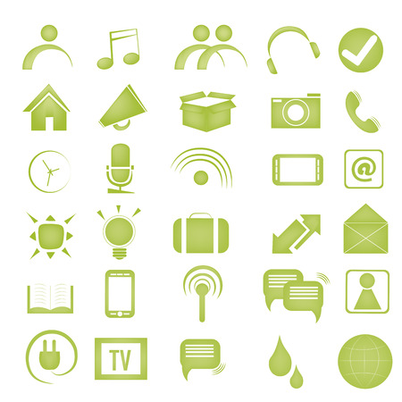 thirty green icons for web usage in white backgroundのイラスト素材