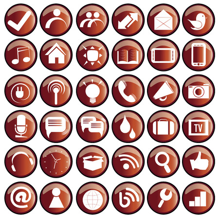 thirty six red white icons of web pages in white backgroundのイラスト素材