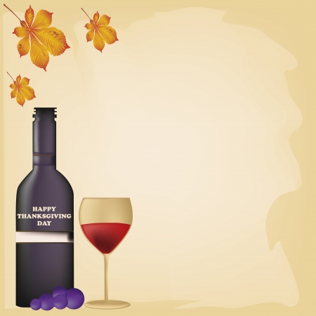 a bottle of wine with a glass and some grapes and leafsのイラスト素材