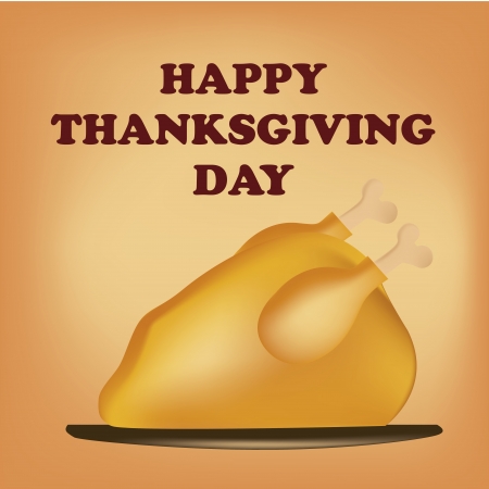 a turkey in a dish in thanksgiving dayのイラスト素材