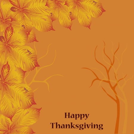 a patterned group of orange leafs and tree in an orange backgroundのイラスト素材