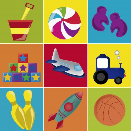 nine different toys with a lot of colors for kidsのイラスト素材
