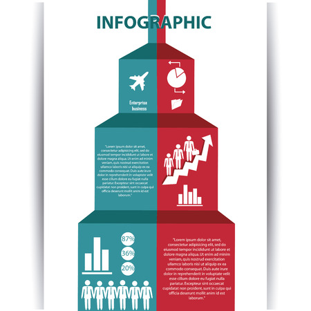 an infographic design with red and blue with some business related stuffのイラスト素材