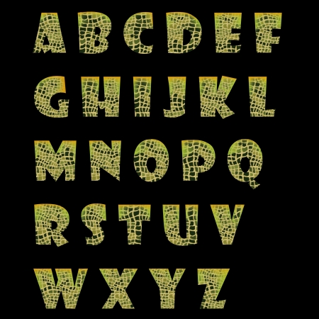 a green and complete alphabet with green squares inside each letterのイラスト素材