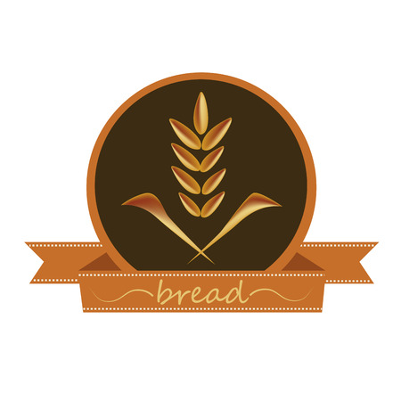 a wheat icon in a black circle with a ribbon and textのイラスト素材