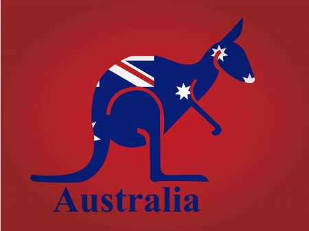 a kangaroo silhouette with the australia flag within itのイラスト素材