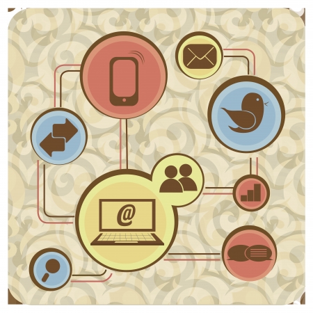 some colorful icons of social network connected to each otherのイラスト素材