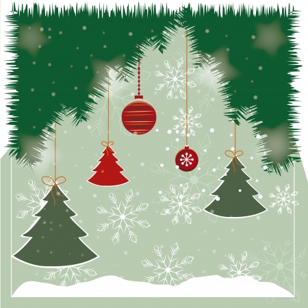 some christmas icons with colors in a winter backgroundのイラスト素材