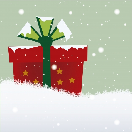 a red box with some stars and a frozen green ribbonのイラスト素材