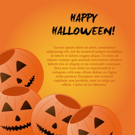 four happy pumpkins with some text for halloweenのイラスト素材