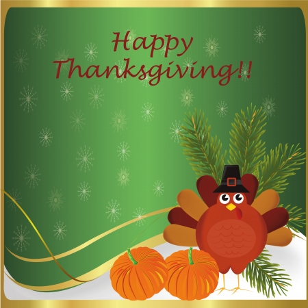 a turkey with some pumpkins for thanksgiving dayのイラスト素材