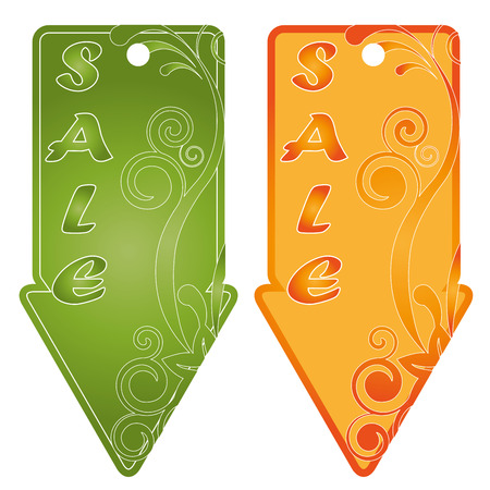 two green and yellow arrows with texture for sales in black fridayのイラスト素材
