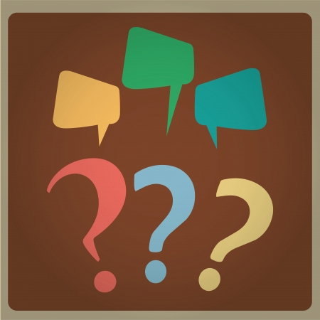 three question marks with different colors with three bubblesのイラスト素材