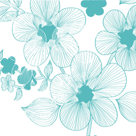 a lot of blue flowers composed only by linesのイラスト素材