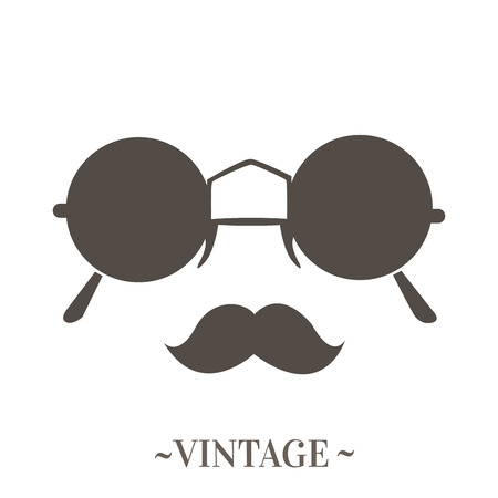 a brown silhouette of a glasses with a mustacheのイラスト素材