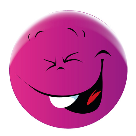 a purple round face with a big smileのイラスト素材