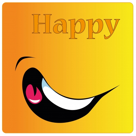 a happy yellow face with some text above itのイラスト素材