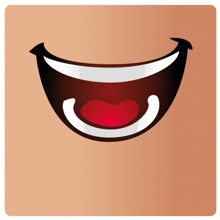 a big red mouth with teeth smilingのイラスト素材