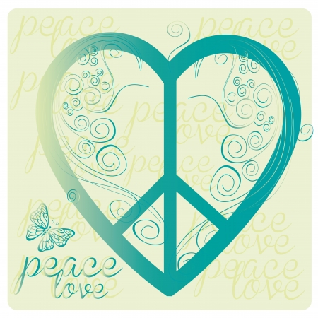 a blue peace symbol as a heart with some textのイラスト素材