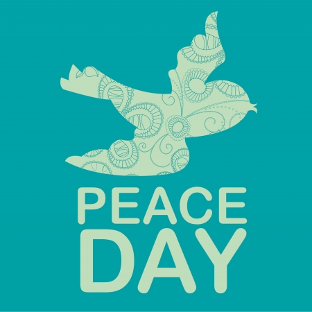 a white silhouette of a bird with text and flowers insideのイラスト素材