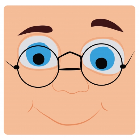 a happy face with big blue eyes and glassesのイラスト素材