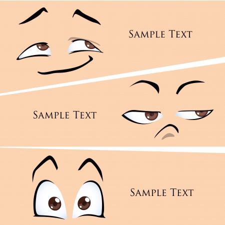 three banners for different eyes with different expressionsのイラスト素材