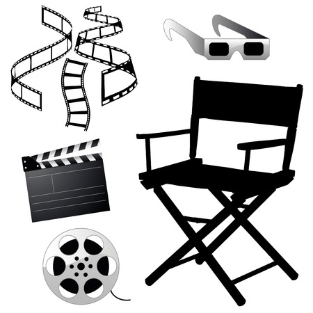 a lot of black silhouettes of cinema iconsのイラスト素材