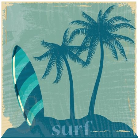 a blue surf table with some palms near itのイラスト素材