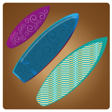three different surfboards with different textures and colorsのイラスト素材