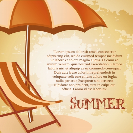 an umbrella with a chair for this summer vacationのイラスト素材