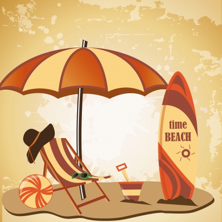 some items for summer vacations in the sandのイラスト素材