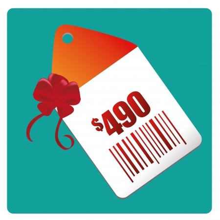 a white icon with a red ribbon for salesのイラスト素材