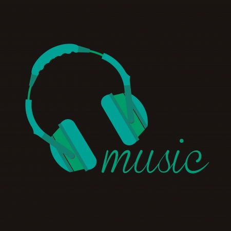 a blue silhouette of a headset in black backgroundのイラスト素材