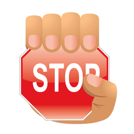 a hand with a stop warning symbol in itのイラスト素材