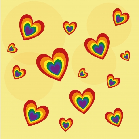 a lot of colored lgbt in a yellow backgroundのイラスト素材