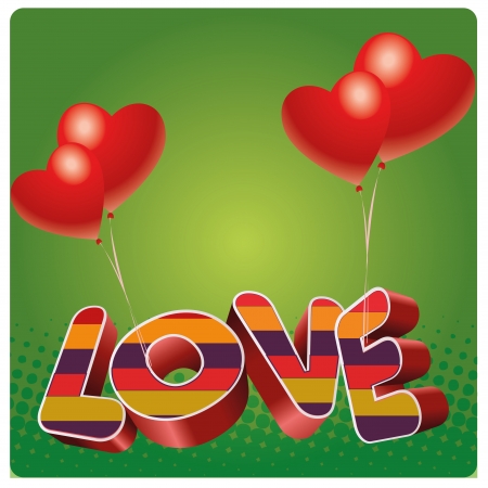 a colored love message with some balloons in itのイラスト素材